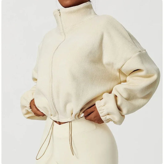 Women's Cropped Zip-Up Sweatshirt Jacket – Y2K Streetwear