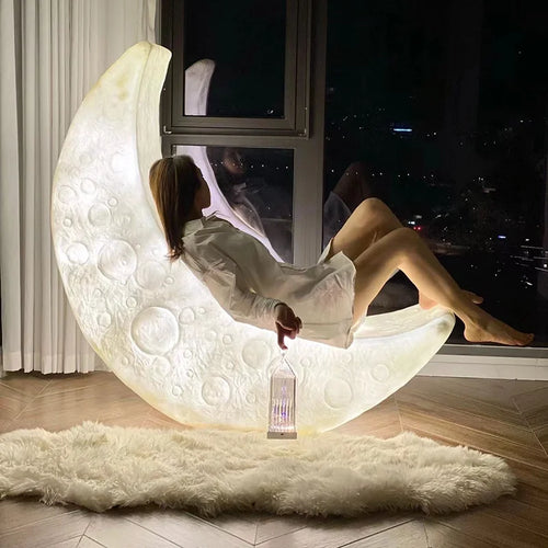 Nordic Crescent Moon Floor Lamp with Lounge Chair