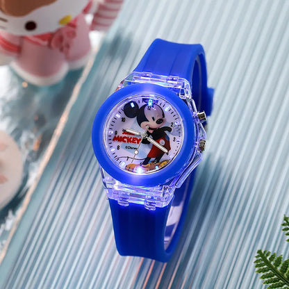 Kids Cartoon Quartz Watch with LED Light – Silicone Strap Girls Watch
