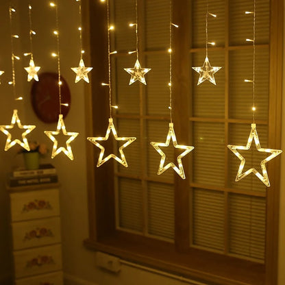 Star Curtain LED String Fairy Lights – 138 LEDs, 3.5M