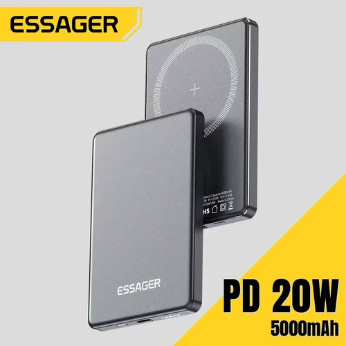 Essager Magnetic Wireless Power Bank 5000mAh 20W Slim MagSafe Portable Charger