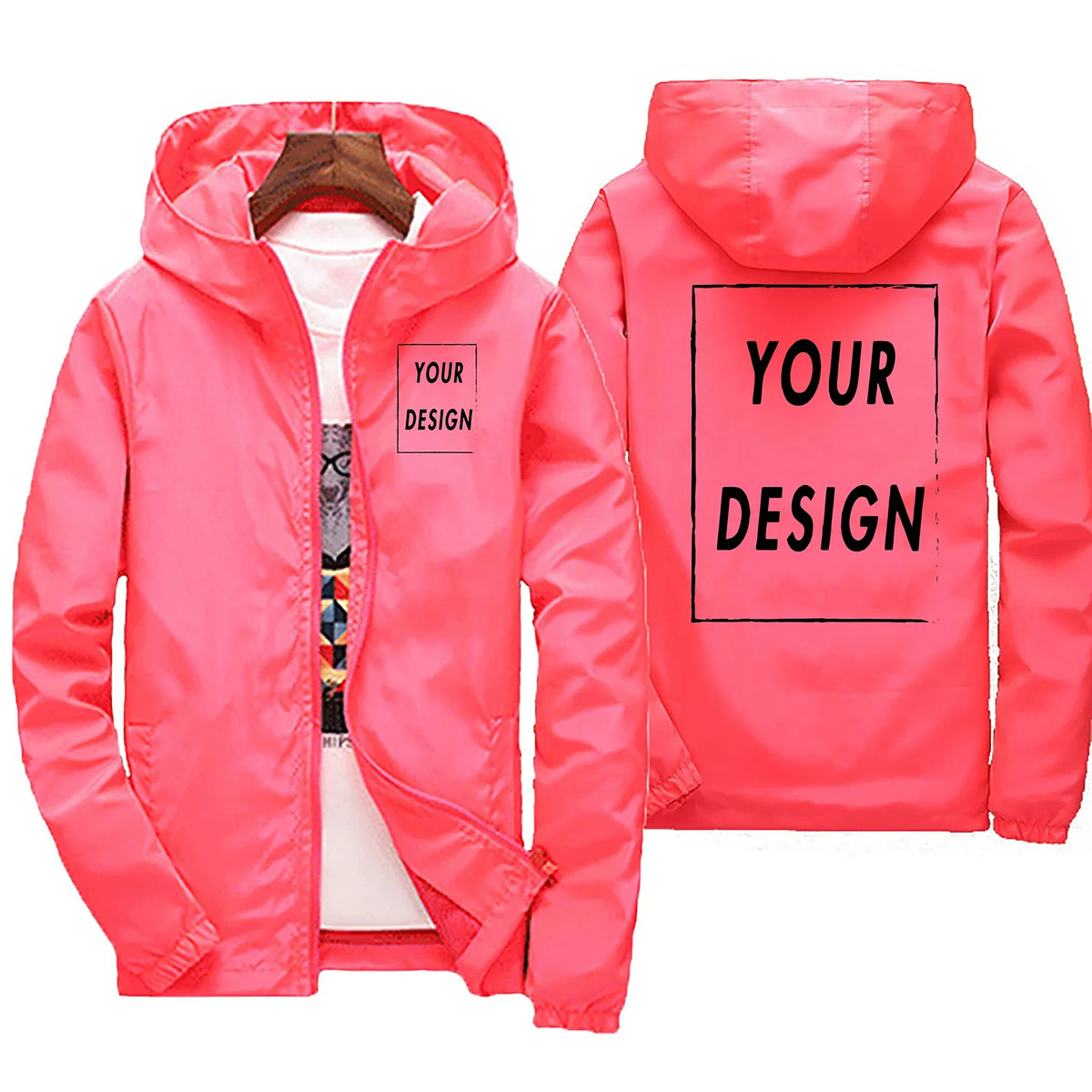 Custom Print Men's Waterproof Windbreaker Jacket – Personalized Hoodie