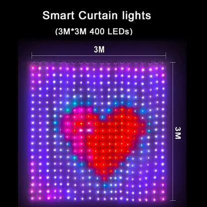 Smart LED Curtain Lights – 400 LEDs, App & Remote Control, Music Sync