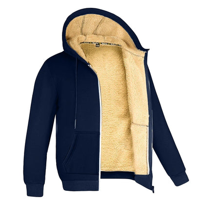 Sherpa Fleece Zip-Up Hoodie Jacket for Men