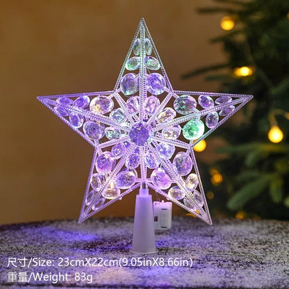 LED Moon & Star Christmas Tree Topper Light – Warm White Glow
