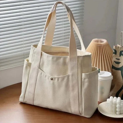 Large Canvas Tote Bag – Lightweight Shoulder Bag for Work & School