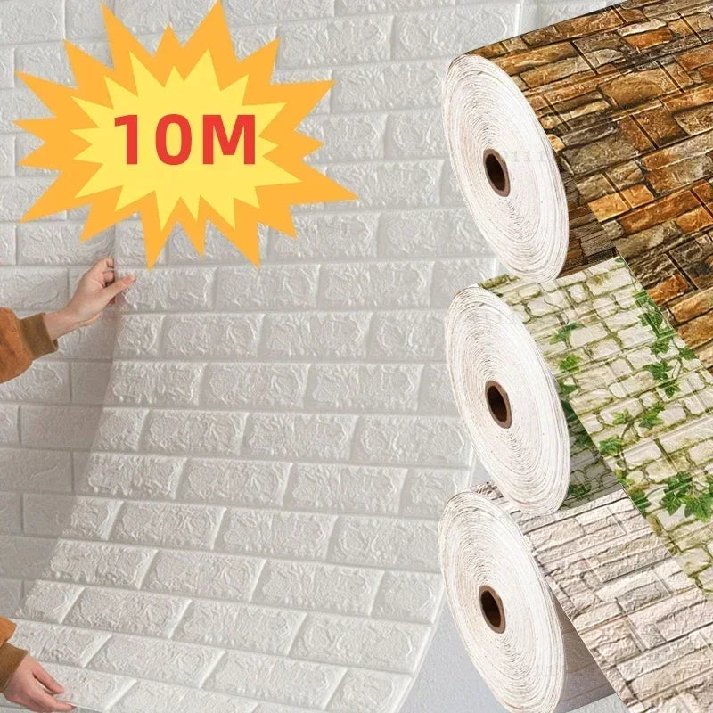 3D Self-Adhesive Foam Brick Wallpaper Roll | 27.6" Wide
