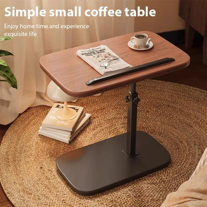 Height-Adjustable C-Shaped Side Table with Flip Desktop