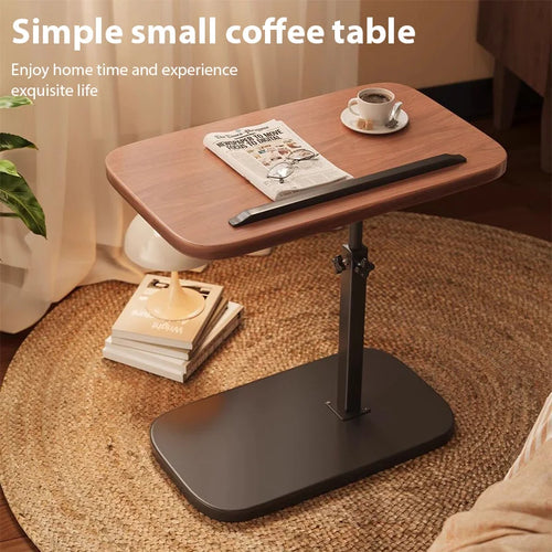Height-Adjustable C-Shaped Side Table with Flip Desktop