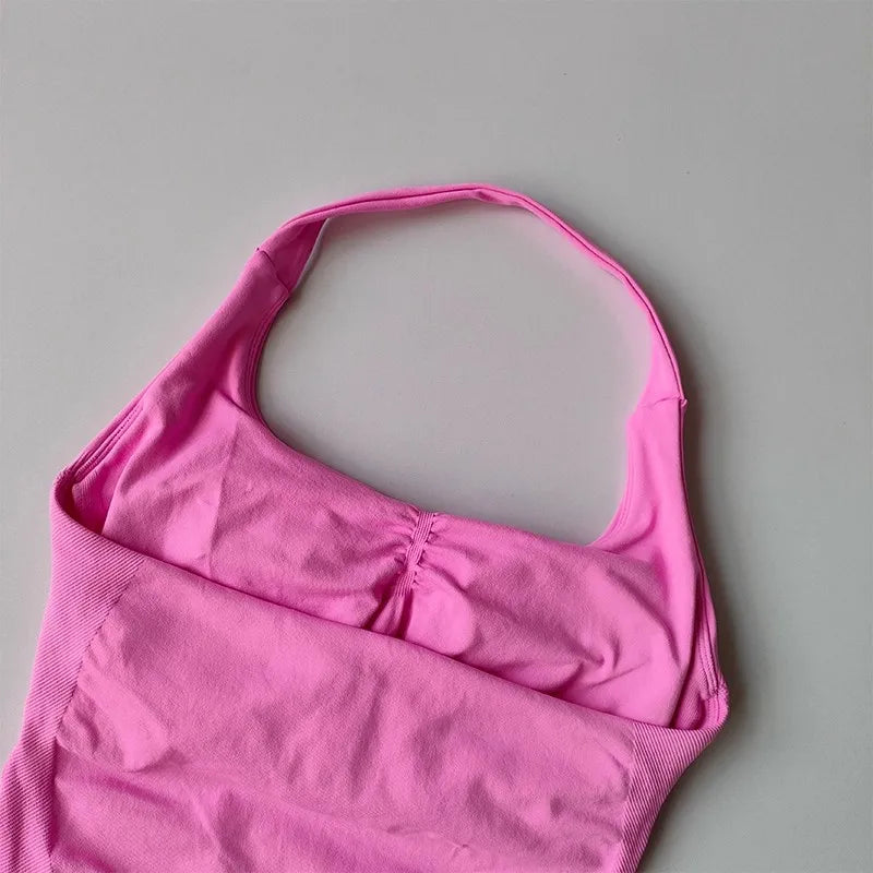 Women's Halter Neck High Support Sports Bra – Backless Yoga Top