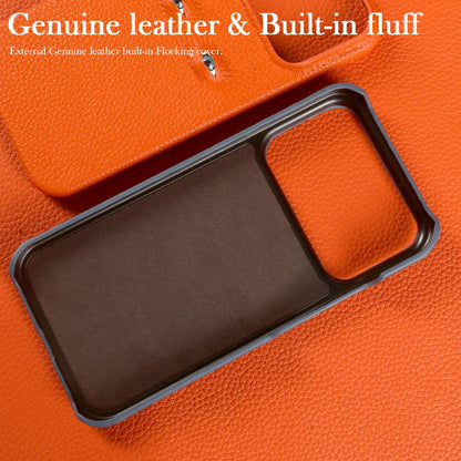Eyes Lychee Genuine Leather iPhone Case