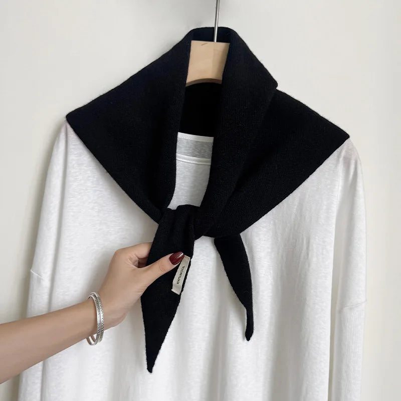 100% Wool Triangle Scarf for Women – Warm Knit Shawl & Pashmina Wrap