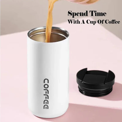 Stainless Steel Vacuum Thermos Coffee Mug 400ml – Leakproof Travel Cup