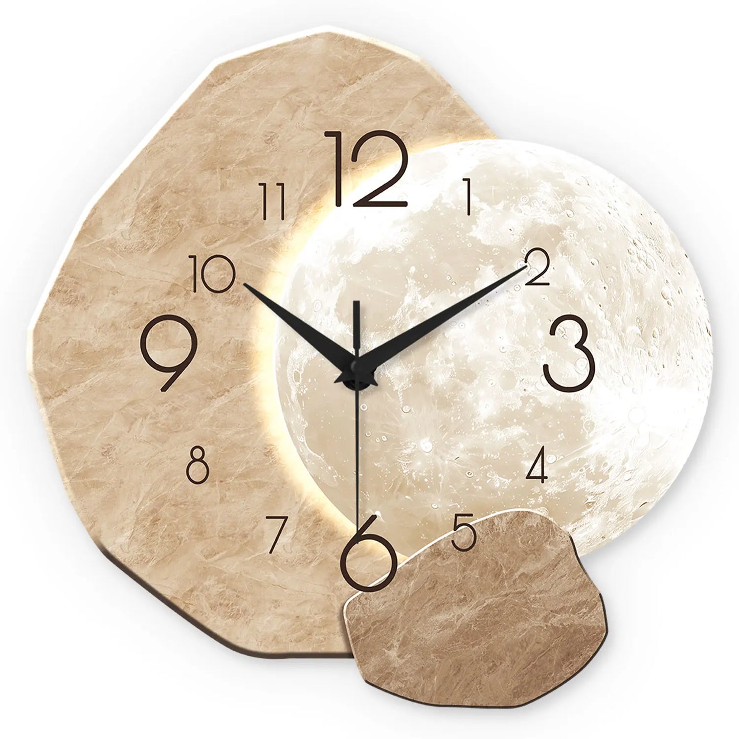 Silent Wall Clock – Modern Moon Design, Quartz Movement for Bedroom & Living Room