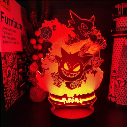 Pokémon Gengar Haunter Gastly 3D LED Night Light USB Color Changing Lamp
