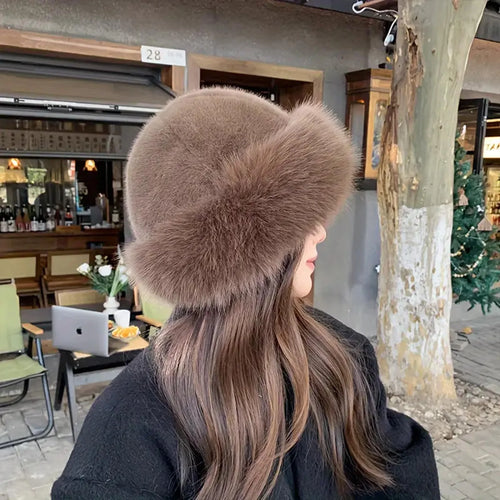 Faux Fur Winter Hat for Women – Warm Fluffy Beanie with Ear Protection