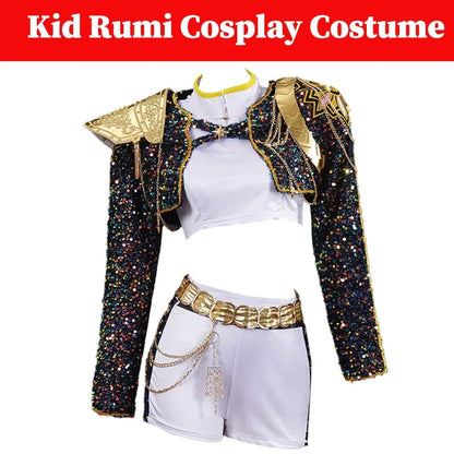 Girls Halloween Cosplay Costume Set with Gold Accessories