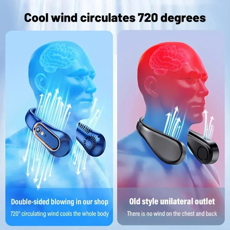 Neck Fan Bladeless Hands-Free USB Rechargeable with LED Display