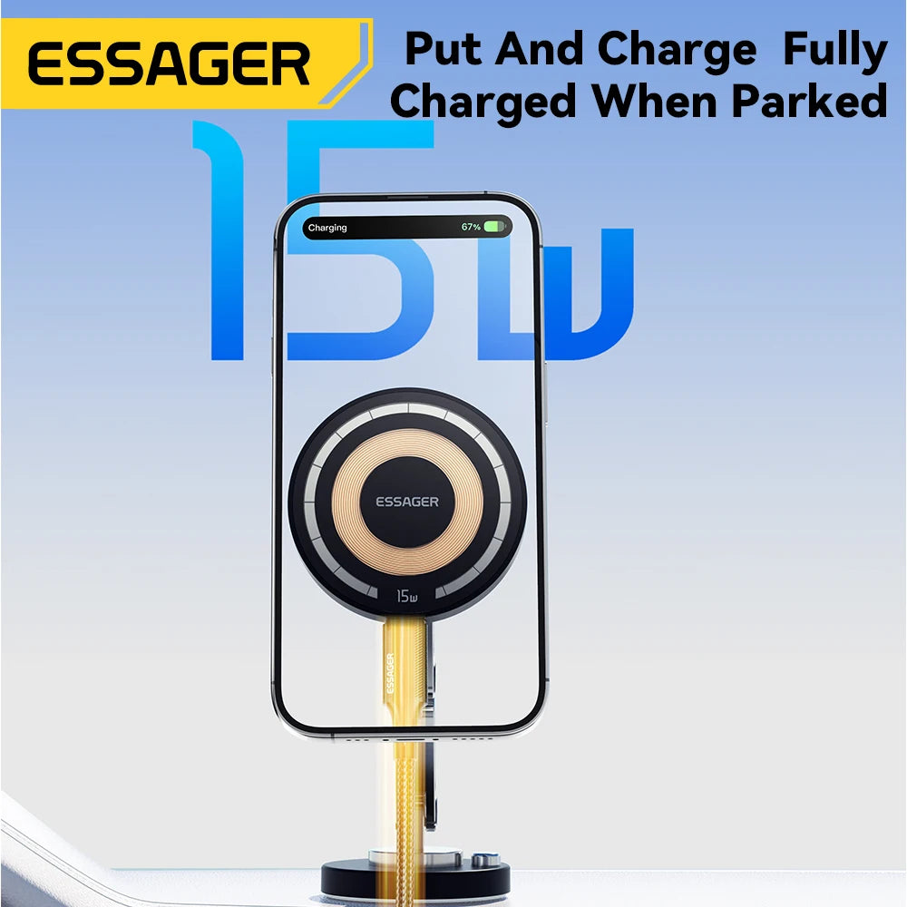 Essager Magnetic Car Phone Holder & 15W Wireless Charger – MagSafe
