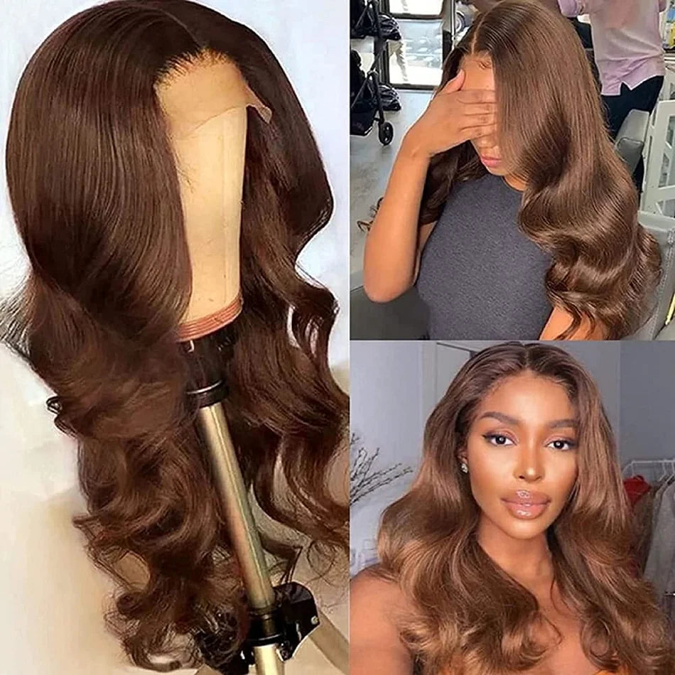 Chocolate Brown HD Lace Front Wig Body Wave Human Hair