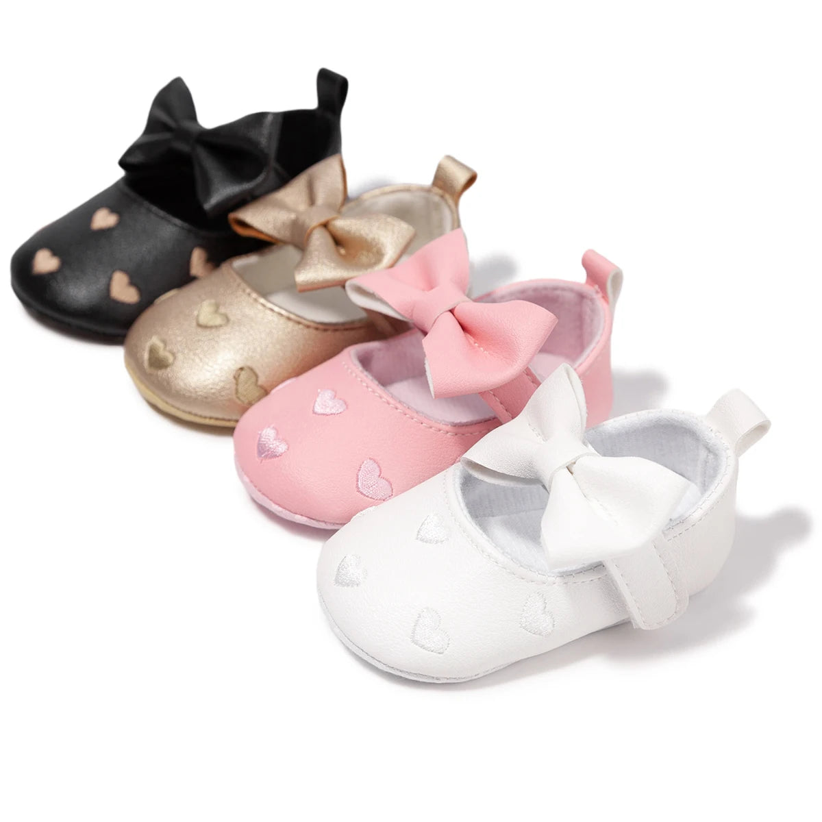 Baby Girl Bow-Knot First Walker Shoes – Soft Sole Heart Flats