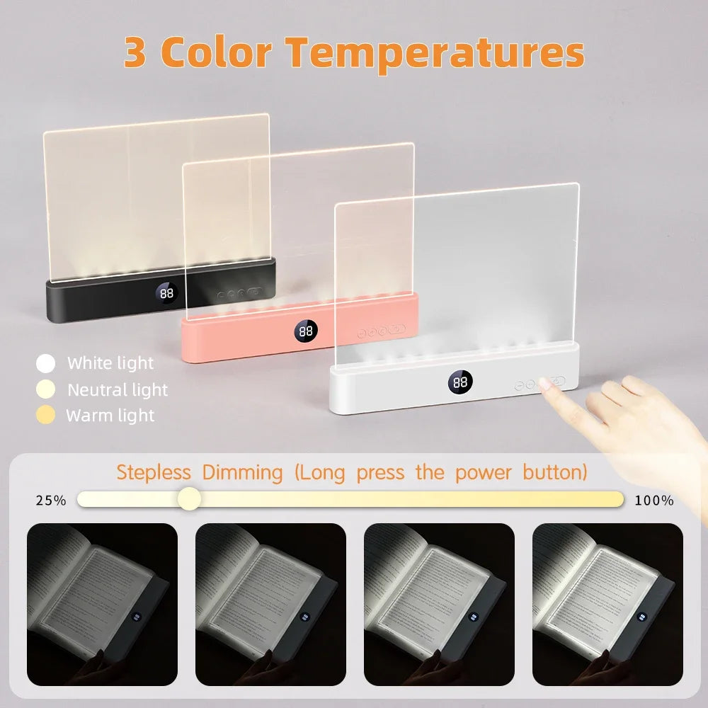 LED Flat Reading Light Panel – Dimmable Book Lamp