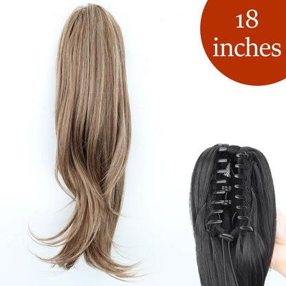 Claw Clip Ponytail Hair Extension 24 Inch Wavy Synthetic Heat Resistant
