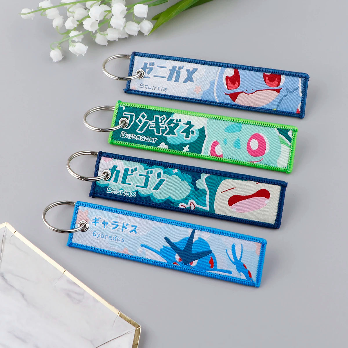 Anime Embroidered Keychain - Cute Cartoon Jet Tag Key Ring
