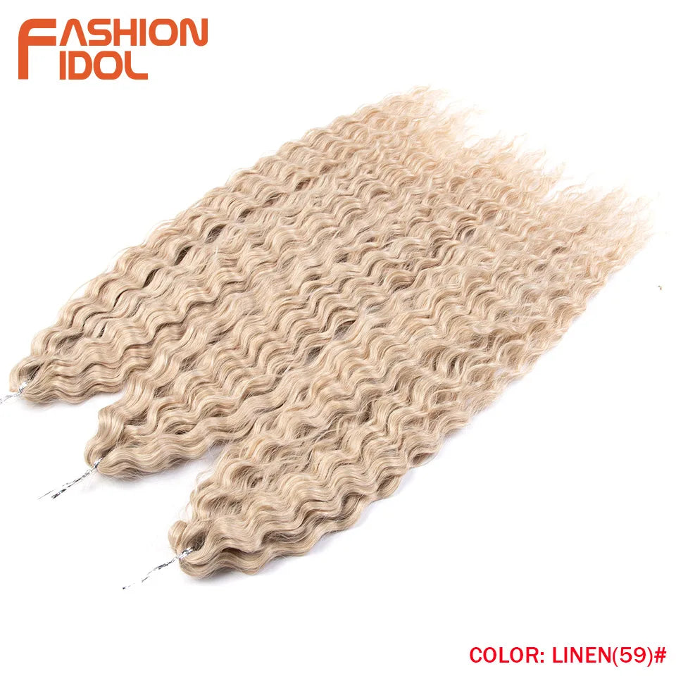 24 Inch Water Wave Crochet Braiding Hair – Synthetic Twist Curly Ombre Extensions