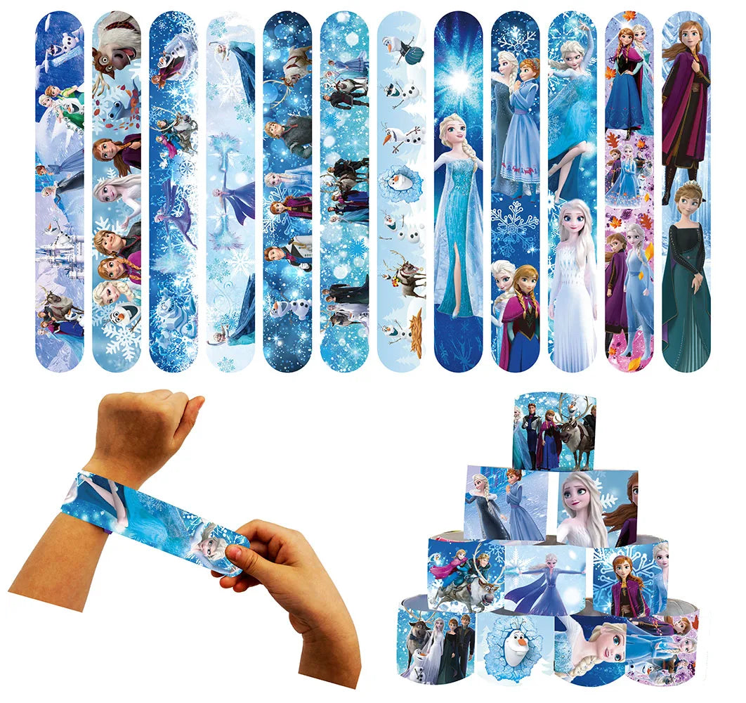 Frozen Slap Bracelets 12-Pack – Kids Party Favors, Snap Bands