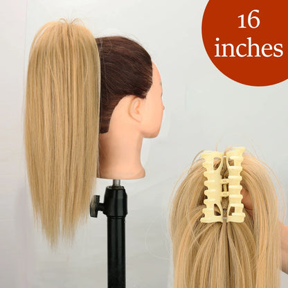 Claw Clip Ponytail Hair Extension 24 Inch Wavy Synthetic Heat Resistant
