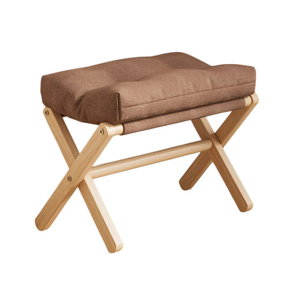 Solid Wood Footstool with Cushion – Padded Ottoman & Shoe Bench