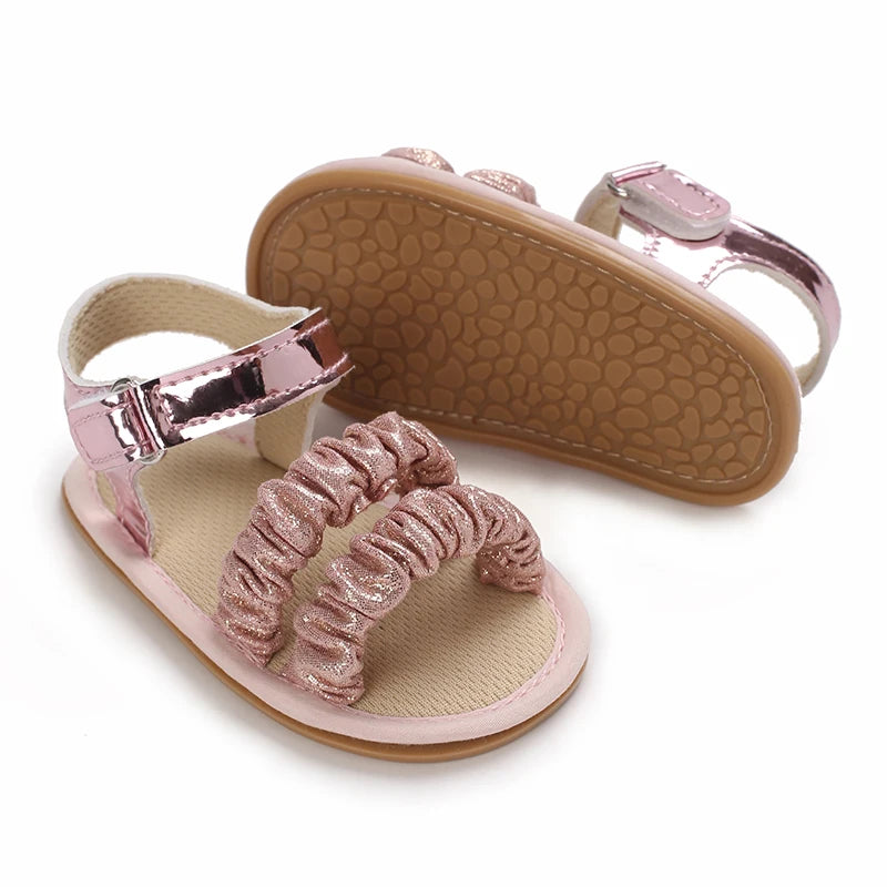 Baby Girl Pink Bow Sandals – Soft Sole Anti-Slip (0-18 Months)