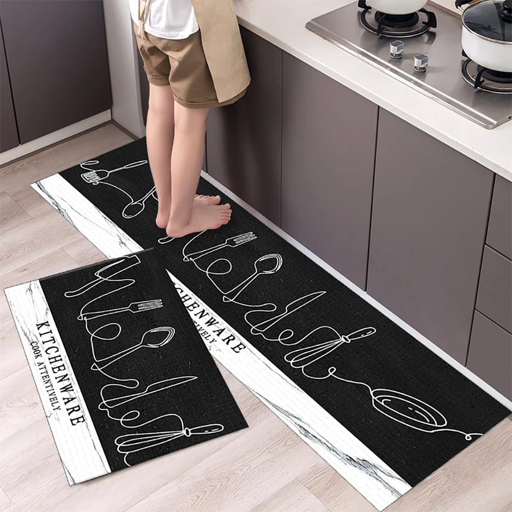Non-Slip Kitchen Mat Set – Crystal Velvet Absorbent Rugs for Kitchen & Bathroom