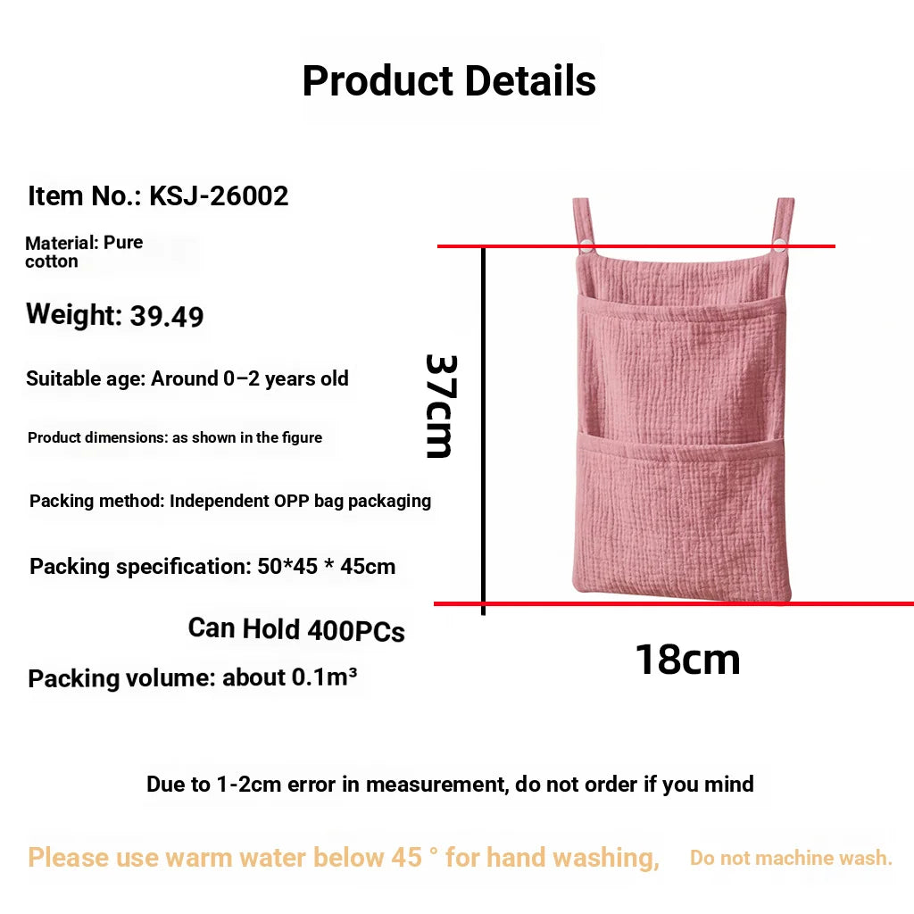 Cotton Baby Crib Hanging Storage Bag – Newborn Essentials Organizer