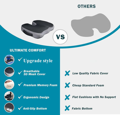 Ergonomic Memory Foam Seat Cushion – Breathable, Pressure-Relief Chair Pad