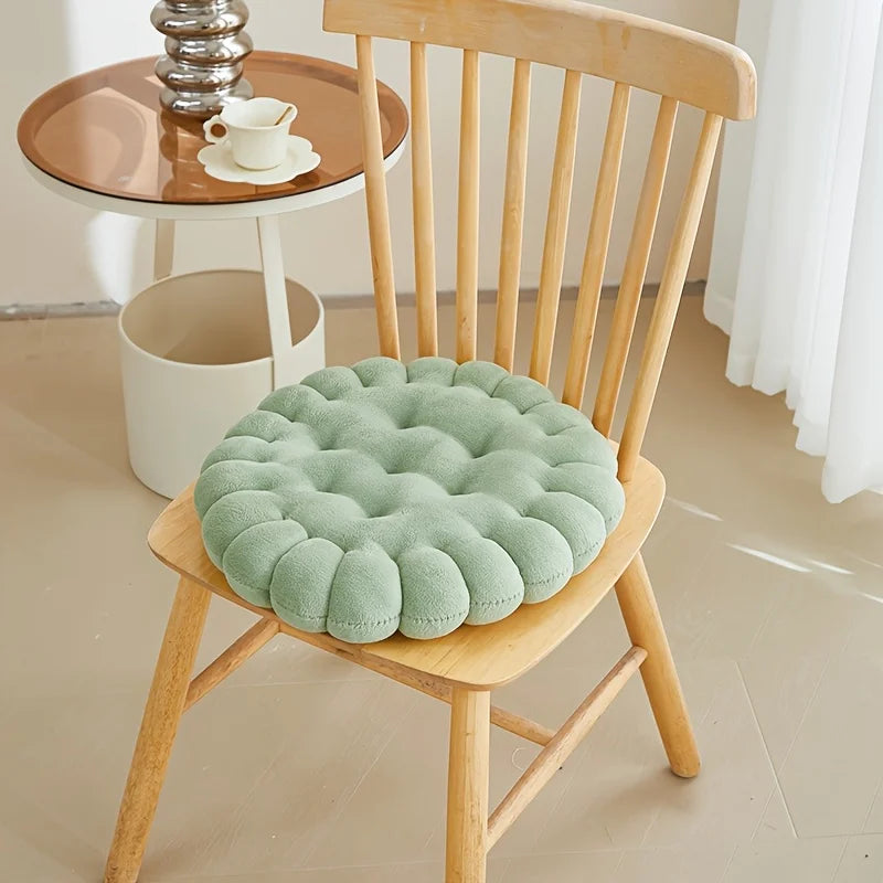 Biscuit Plush Chair Seat Cushion – Soft Tufted Seat Pad
