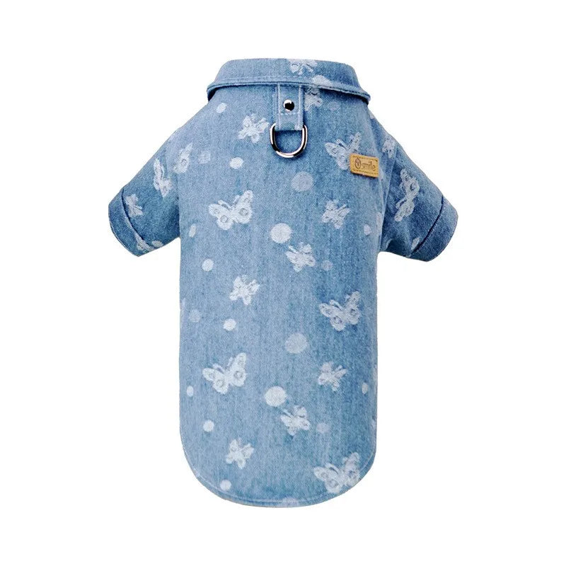Cute Print Pet Dog Shirt Soft Denim Jacket Costume for Small Dogs & Cats