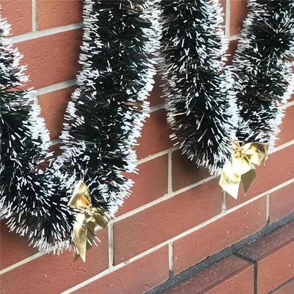 Christmas Tinsel Garland with Bows – 2M Festive Ribbon Decoration