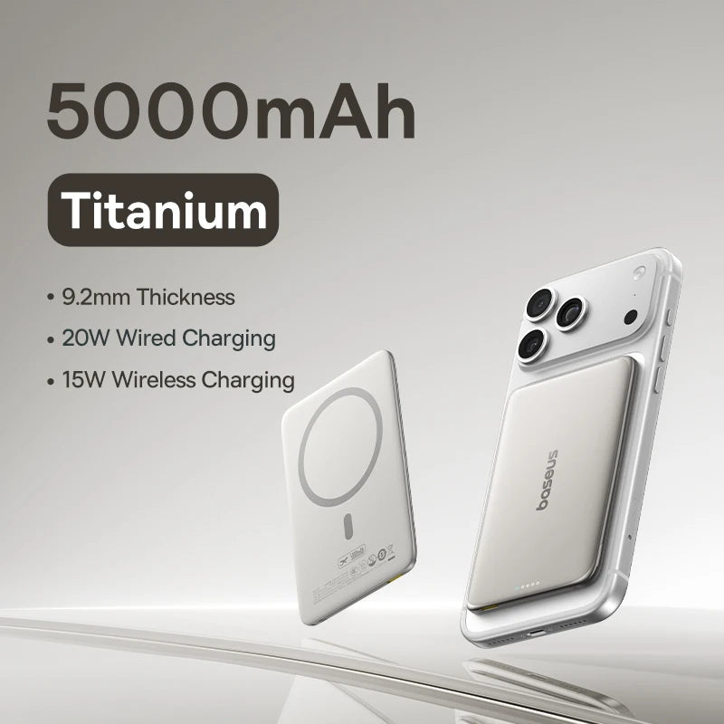 Baseus 5000mAh Slim Magnetic Power Bank – 15W Wireless & 20W Wired Charging