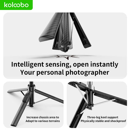Magnetic Selfie Stick Tripod – 1.8m Extendable, Auto-Open, Foldable with Remote