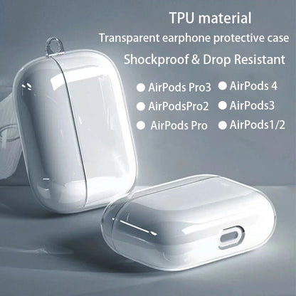 Clear TPU AirPods Case with Ring Clip – Shockproof Transparent Cover