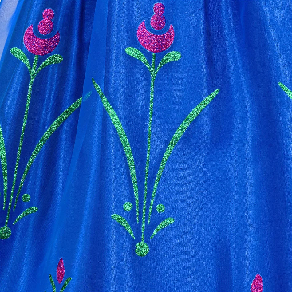 Princess Anna Costume Dress for Girls – Frozen Cosplay with Cape