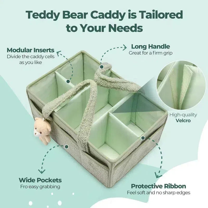 Baby Diaper Caddy Organizer – Plush Nursery Storage Basket with Compartments