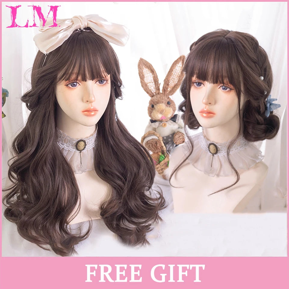 Cosplay Synthetic Wig with Bangs – Long Straight 24 Inch, Heat Resistant
