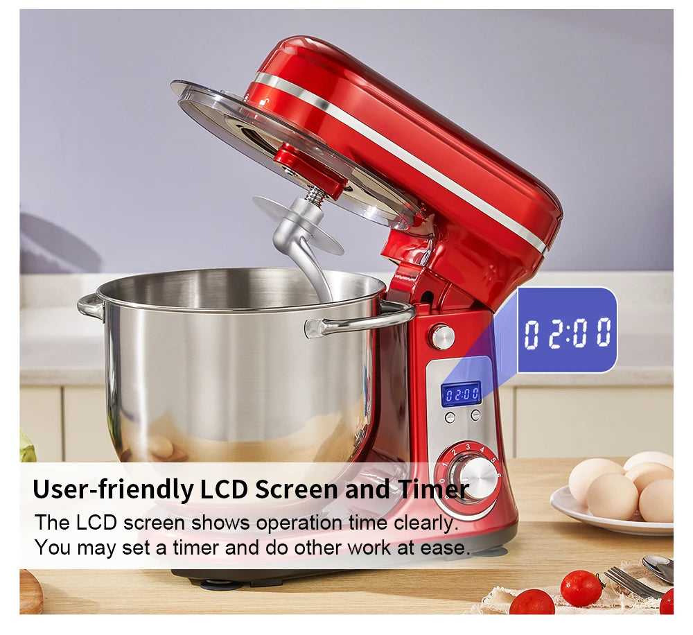Stand Mixer 6L Quiet Motor with Stainless Steel Bowl & 3 Attachments