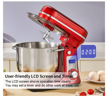 Stand Mixer 6L Quiet Motor with Stainless Steel Bowl & 3 Attachments