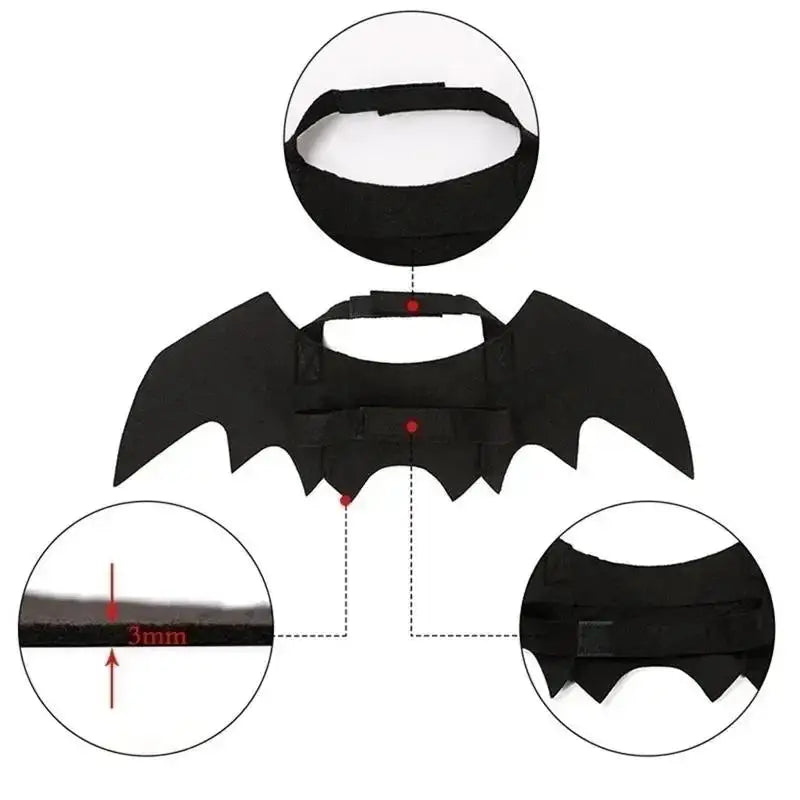 Black Bat Wings Halloween Costume for Cats and Small Dogs