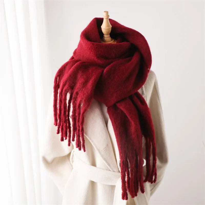 Cashmere Pashmina Scarf for Women – Warm Solid Blanket Wrap with Tassels