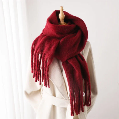 Cashmere Pashmina Scarf for Women – Warm Solid Blanket Wrap with Tassels